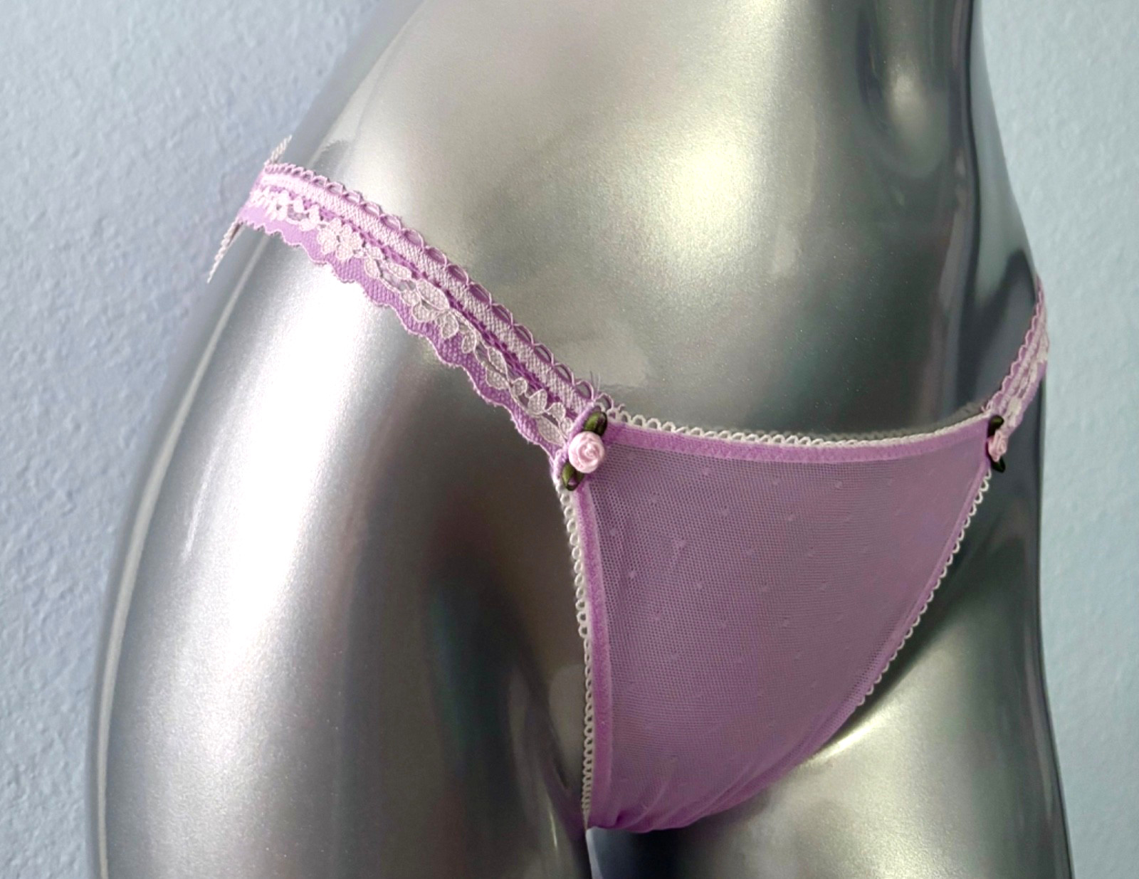 PINK Victoria’s Secret String Bikini Panty Lilac Purple Mesh Nwt S M L XL 2XL