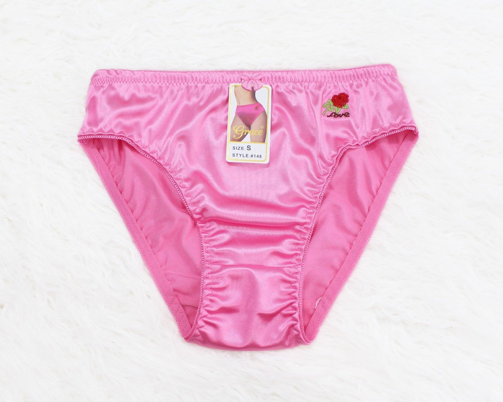 B12 GRACE sissy liquid SATIN Embroidered Wetlook SHINY Bikini panties XL 2XL 3XL