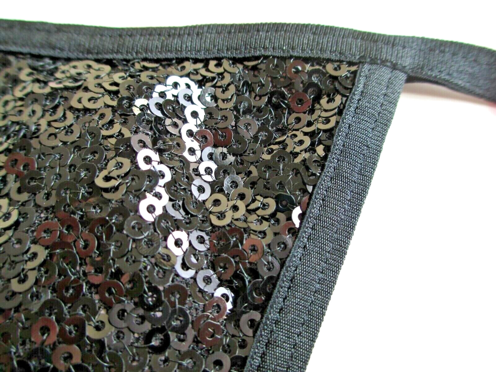 VICTORIA’S SECRET V-String Thong Panty S M Black NWT Sequin Shine VS