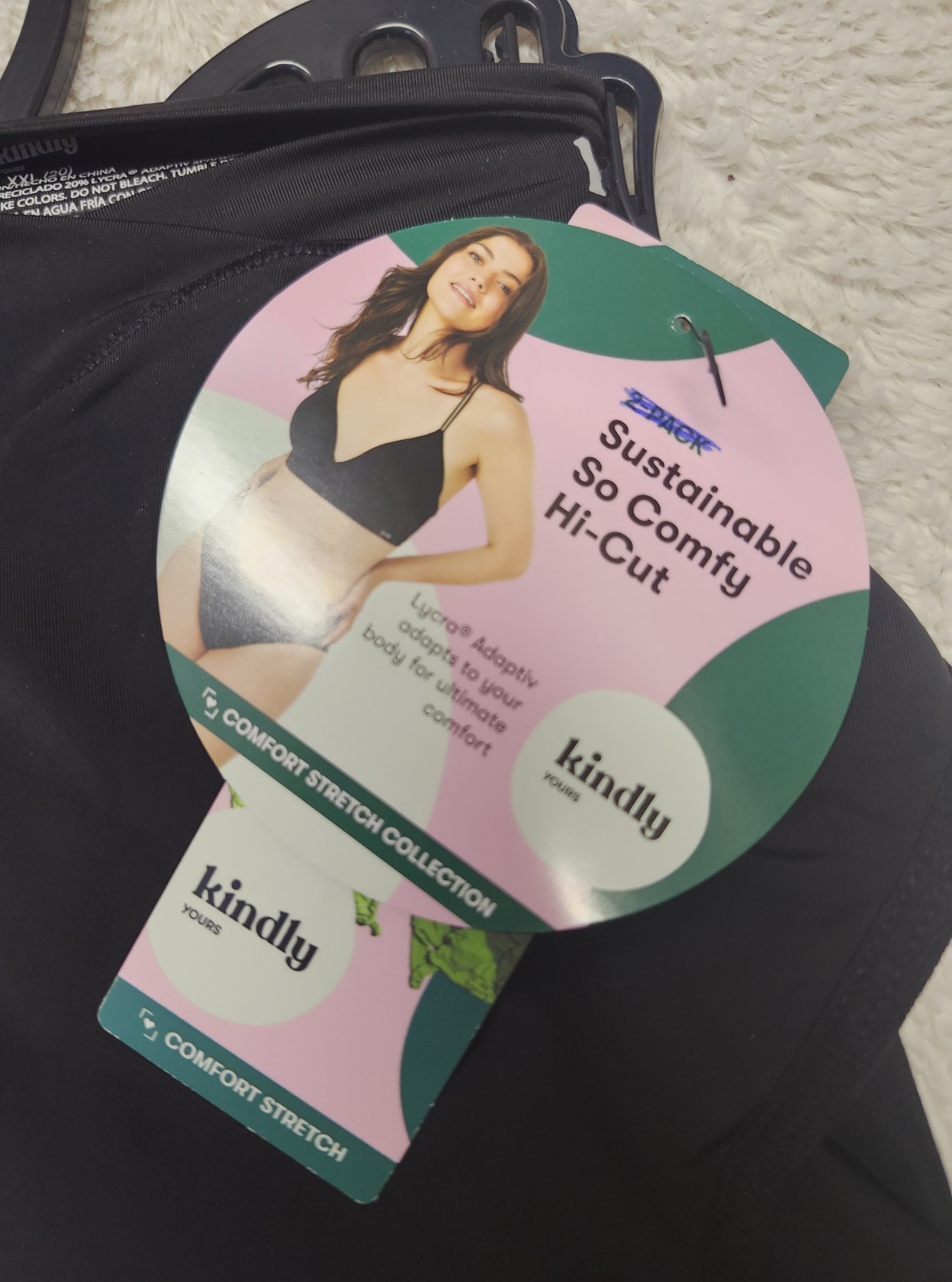 • NWT Kindly Yours So Comfy Cross-over Hi-Cut Panty Size XXL Black