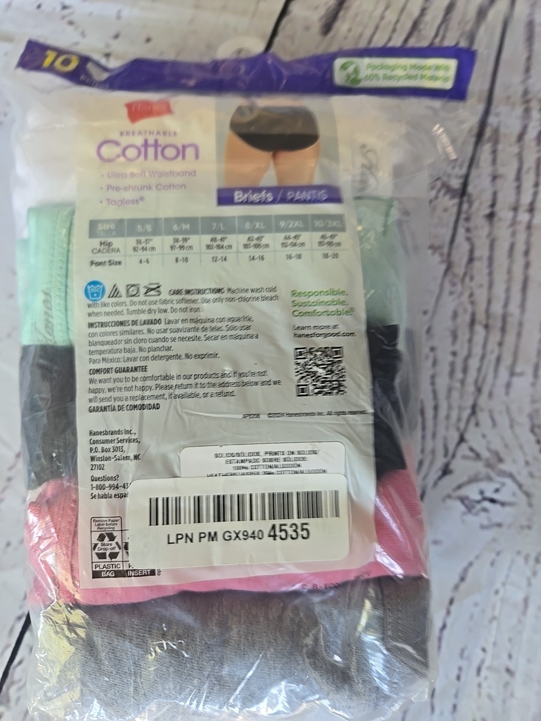 *10 PACK Hanes Tagless Cotton Briefs Soft Breathable No Ride Ups Women Siz 8/XL