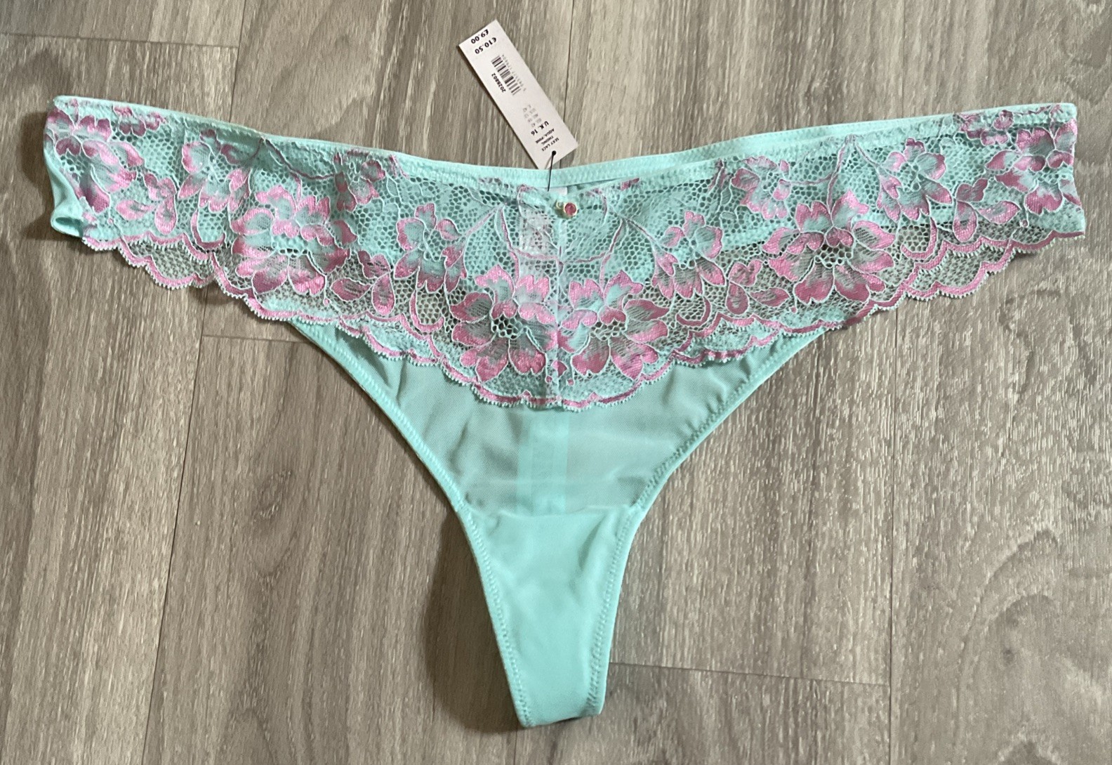 Ann Summers Sexy Lace Planet Thong Size 16 – New With Tags – Aqua / Pink