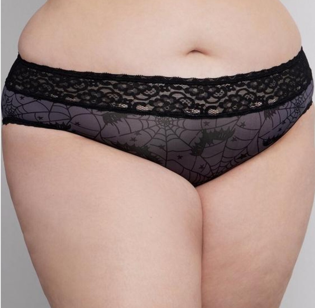 Torrid Size 6 Black Spider Web Bats Lace Waist Panties Underwear Plus Size