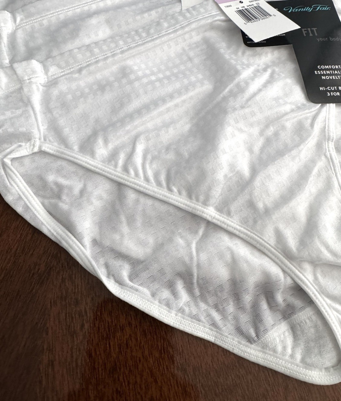 NEW 3 Pair VANITY FAIR Comfort Essentials HI CUT BRIEFS All White Size 6