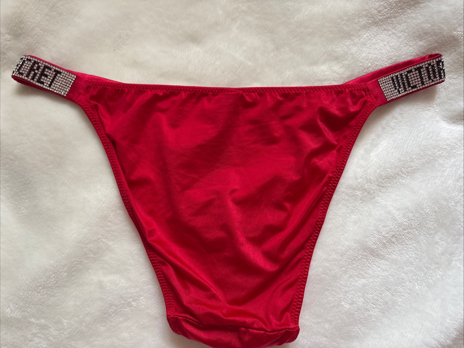 Victoria’s Secret Panties String Bikini Panty Very Sexy Shine Strap Red Medium M