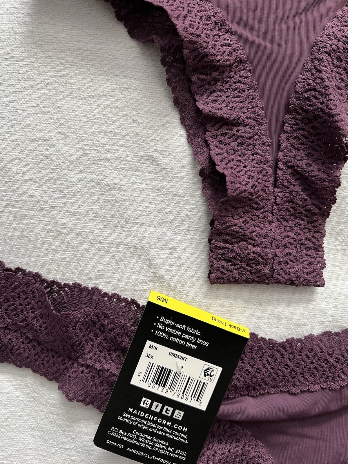 NEW Maidenform DMMVBT Quartz Purple V Back Thong 3 Pair Medium 6 Women’s Thong