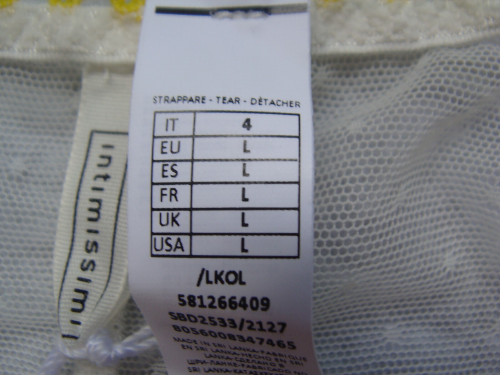 NWT Intimissimi Italian Women’s Tanga Panty Ivory , Size L