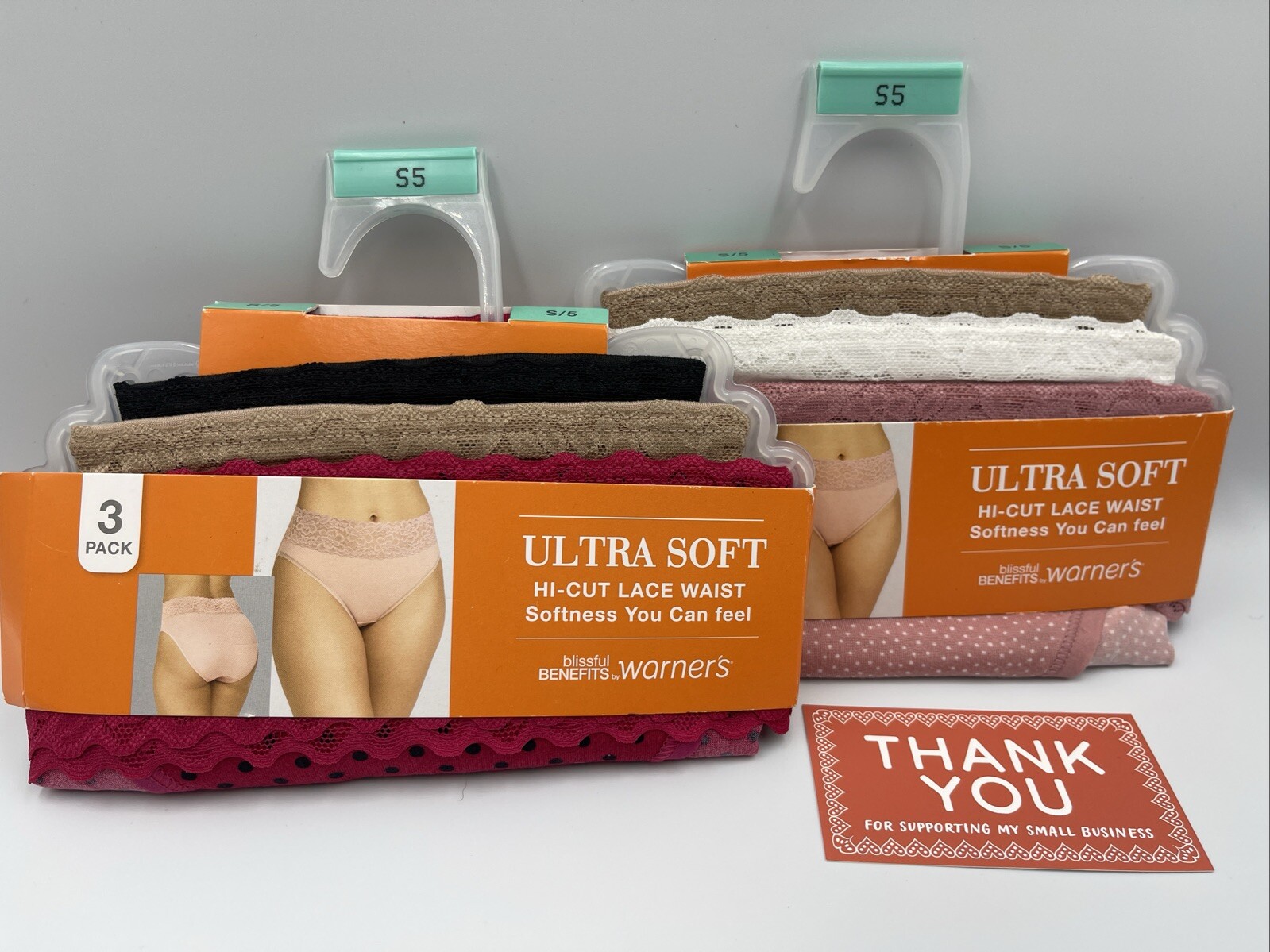 Warner’s Ultra Soft Hi-Cut Panties With Lace – 3 Pack – Size S-5 LOT OF 2 NEW