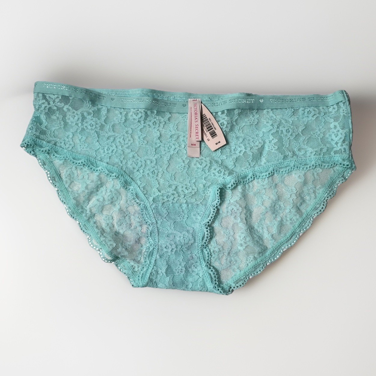 Victoria’s Secret Size M Brief Panty Teal Blue Lace NEW