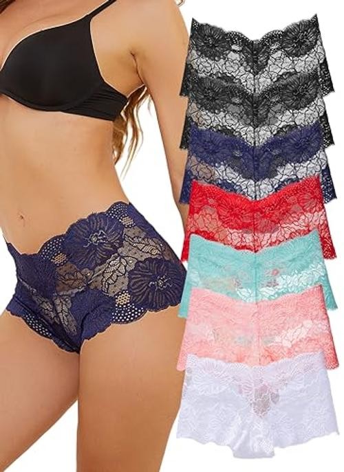 Sexy Panties for Women Plus 1X 7pcs-black/Light Blue/Navy Blue/White/Red/Pink