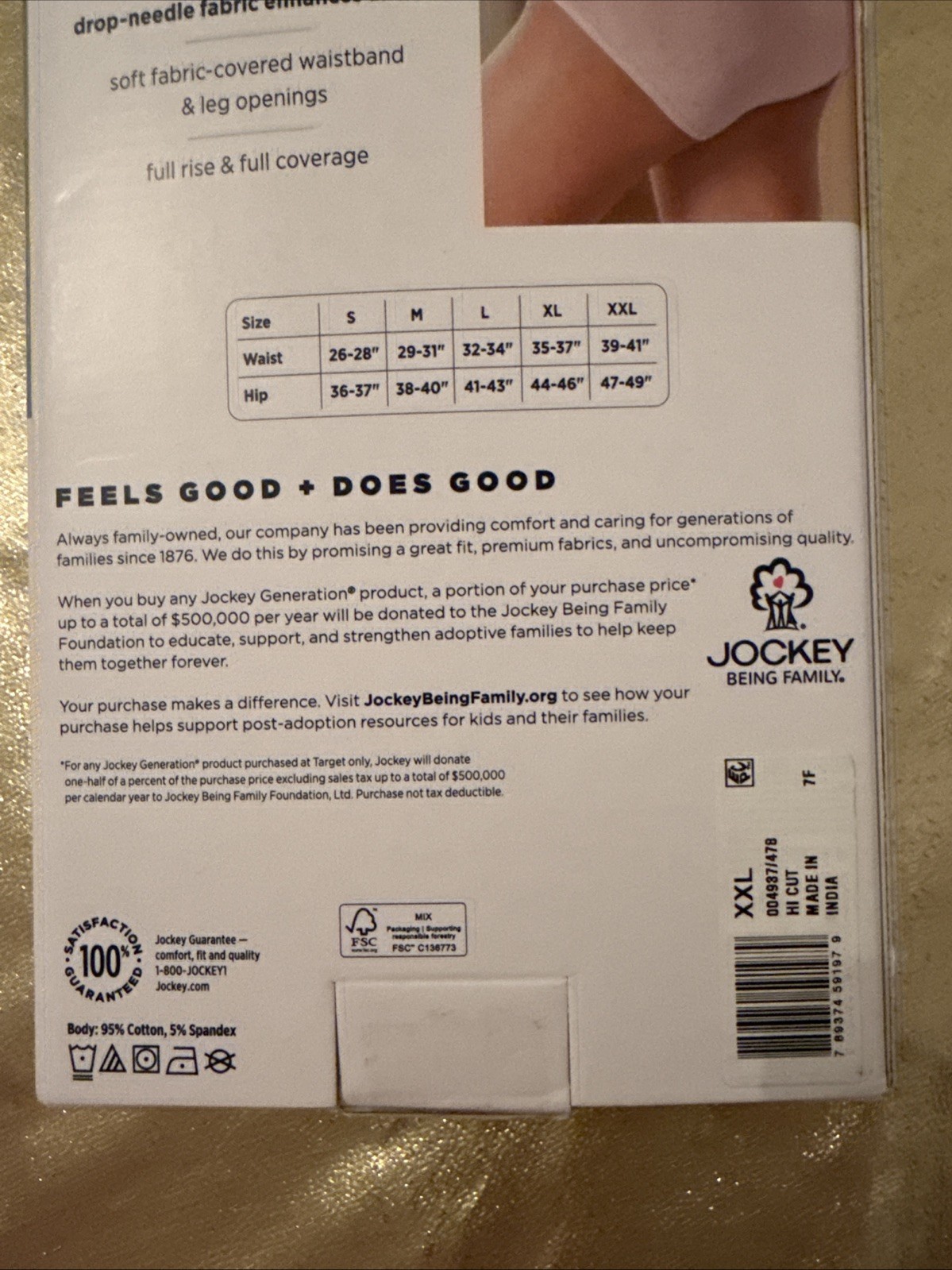 NWT Jockey 4 Pack Soft Cotton Stretch Full Coverage Hi-Cut Panties Size XXL