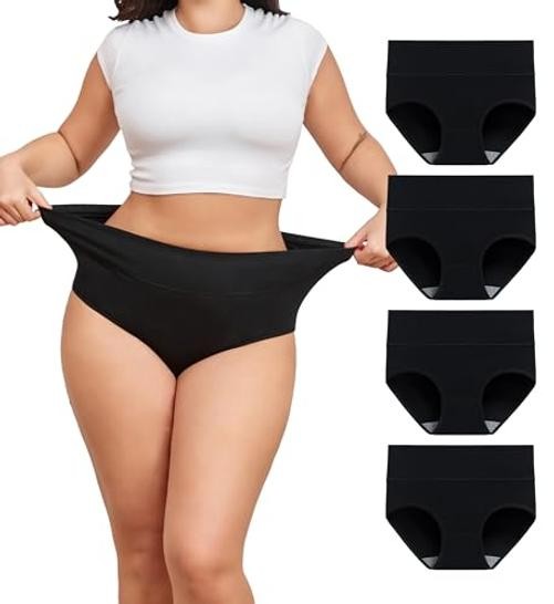Plus Size Underwear for Women XL-5XL Cotton High Waist X-Large Plus 4 Balck