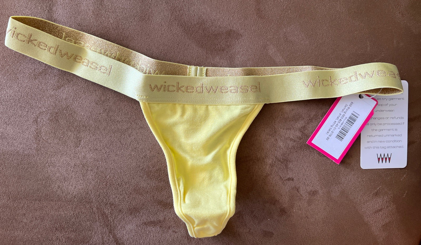 Wicked Weasel 665 Thong, Lemon, Small, String back -BRAND NEW, unused with TAGS