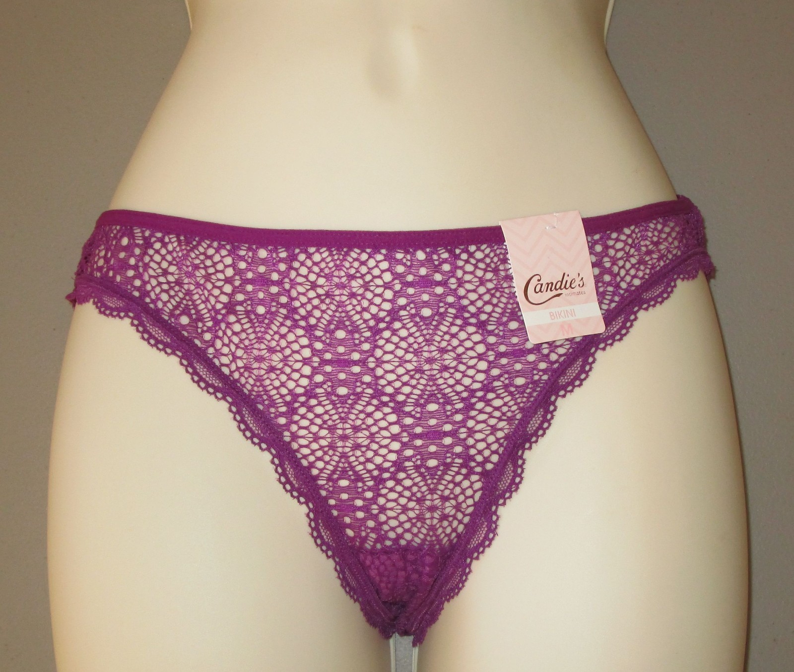 CANDIE’S~MEDIUM JUNIOR~Grape Juice Purple All Lace Bikini Panty