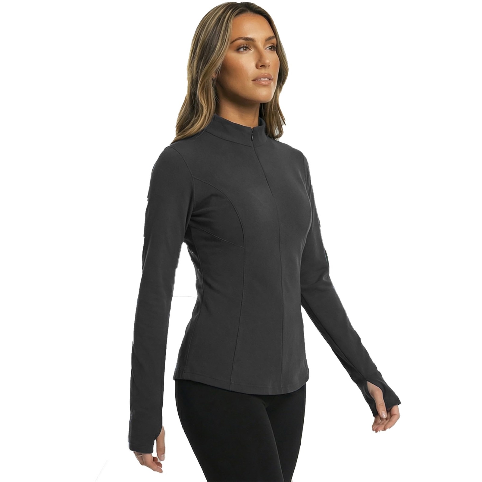 Women’s Thermal Fleece Lined Long Sleeve Shirt – Slim Fit Workout Base Layer …