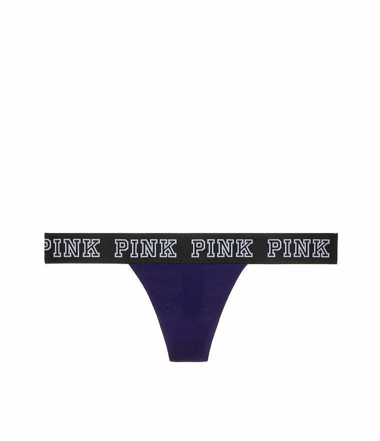 Victoria’s Secret PINK Logo Thong Panty Deep Purple