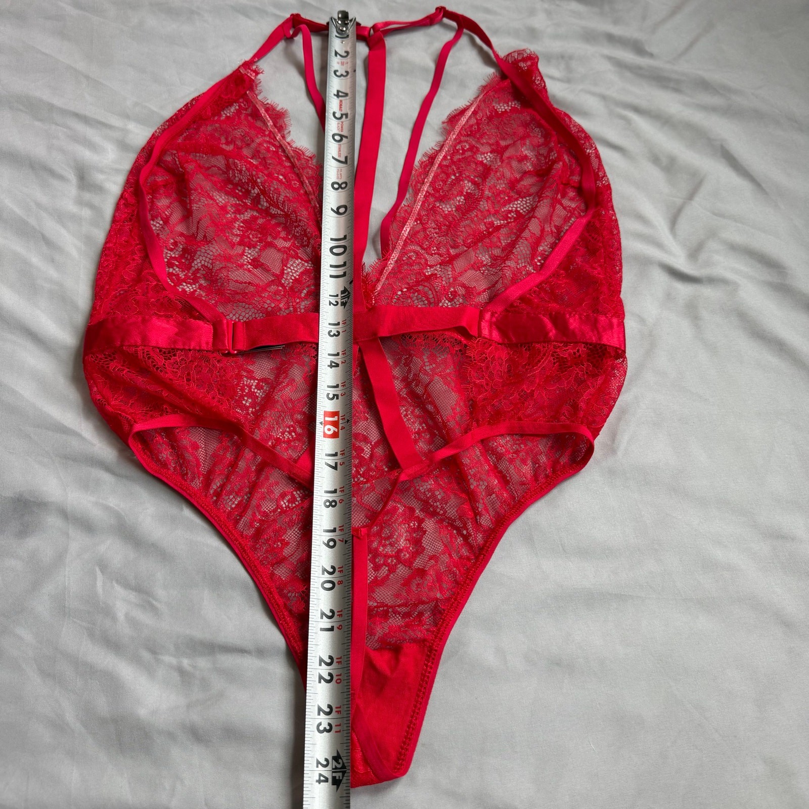 Victoria’s Secret Red Lace Teddy Bodysuit Strappy Back Lingerie Women’s L/G