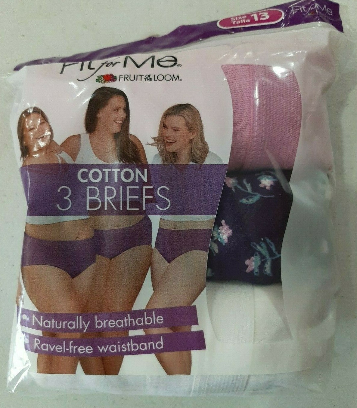 Fit for Me Fruit of the Loom Women’s 3 Pack Cotton Briefs NEW Various Sizes