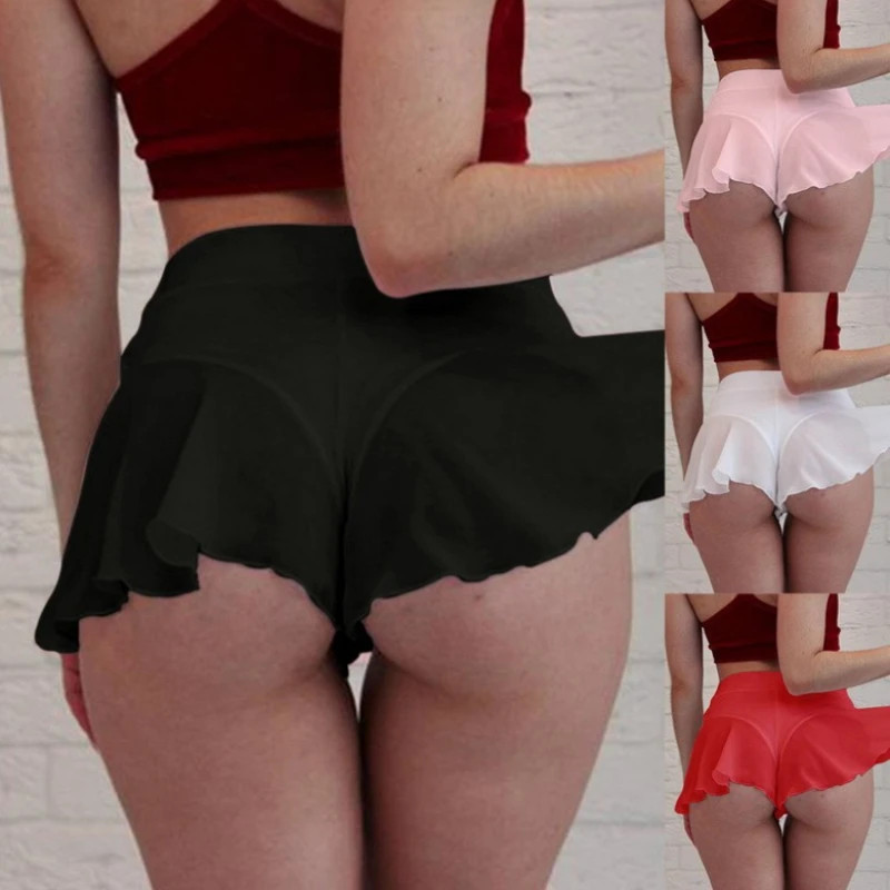 Women’s Sheer Ruffle Mini Skirt with Thong Dancewear