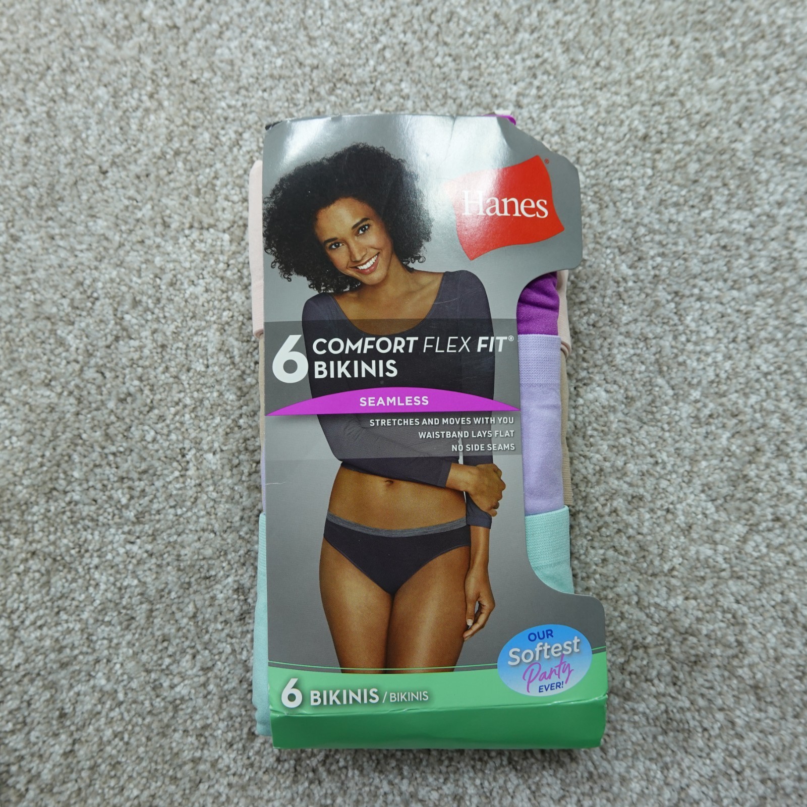 Hanes Underwear Womens 7 Large Bikinis Seamless Comfort Flex Fit 6 Pairs