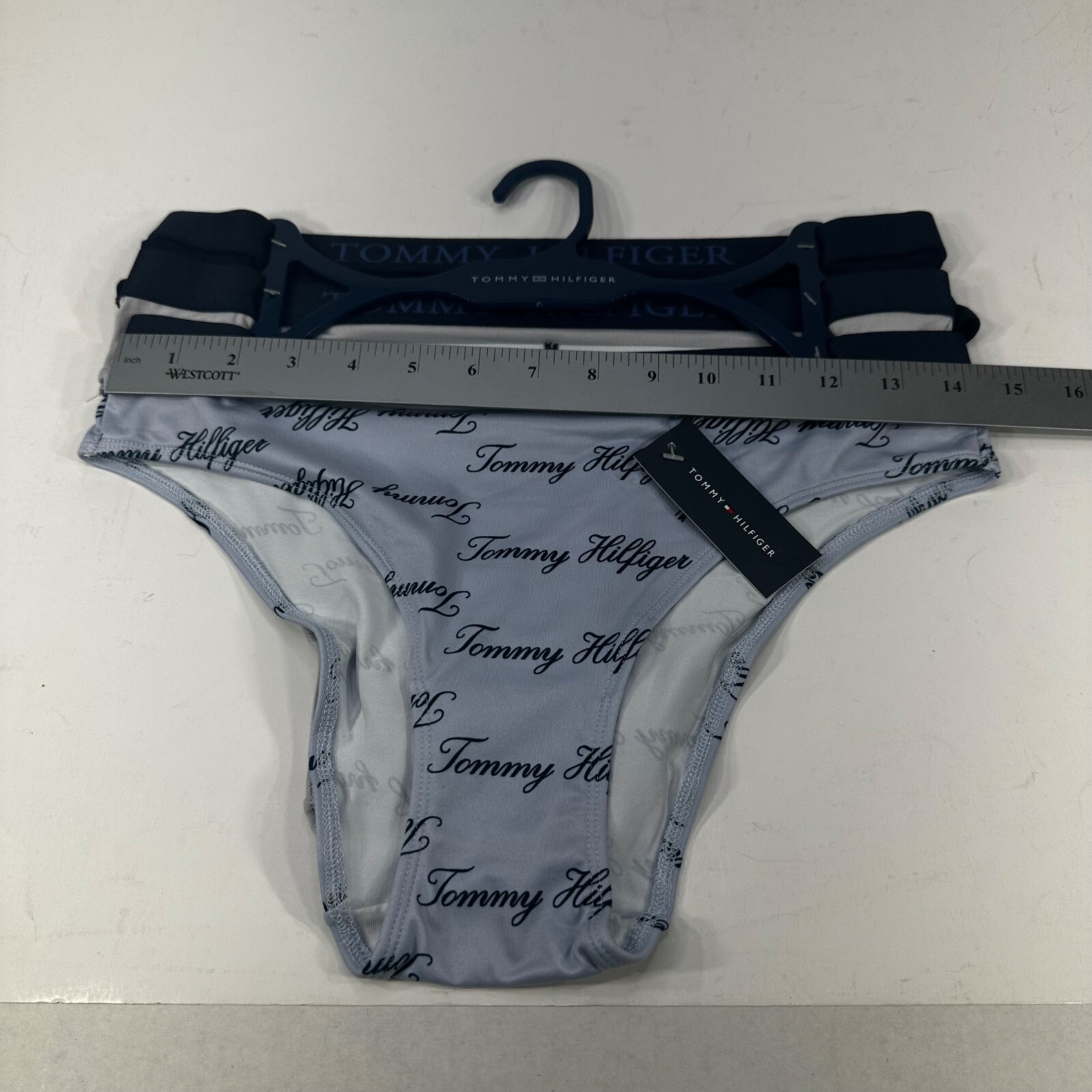 Lot Of Three Tommy Hilfiger Women’s Size Medium Panty Bikini Blue Gray Blue New