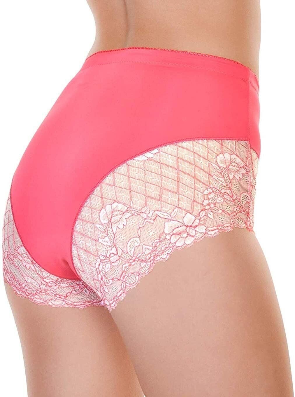 ToBeInStyle Women’s 6 Pack High Rise Exquisite Lace Leg Opening Design Briefs