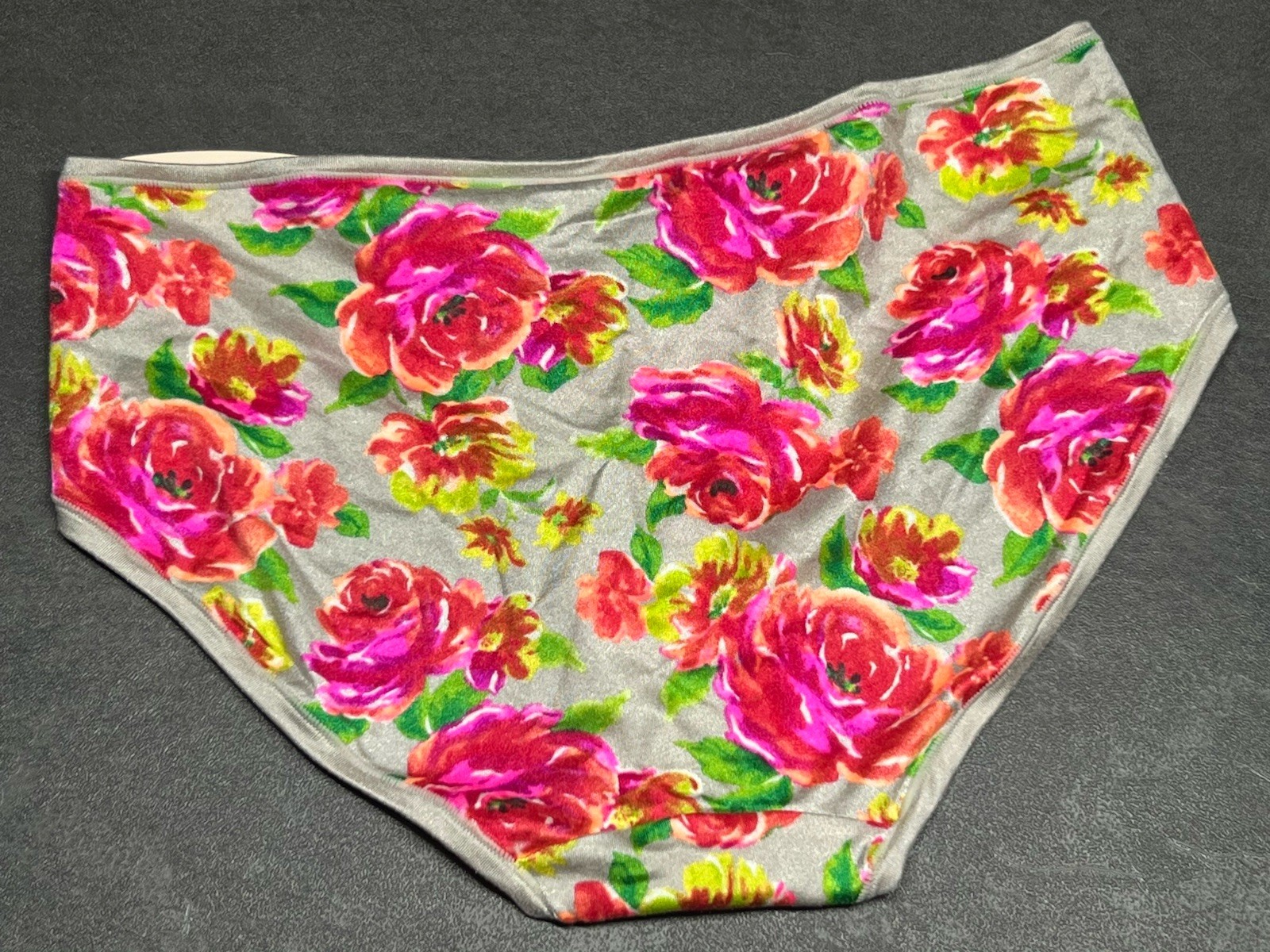 Vintage Victorias Secret Silky Satin Seamless Panty Rose Pink Neon Floral M New