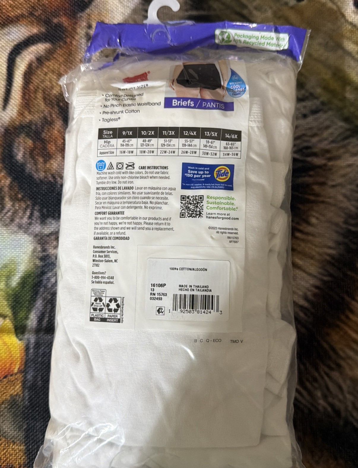 Hanes 6 PACK Womens Cool Comfort Cotton Brief White Size 13(5X)