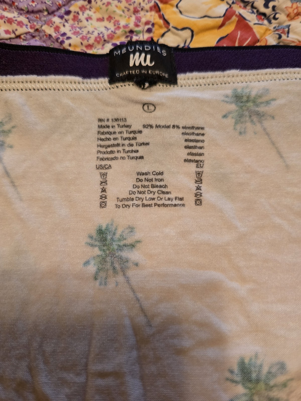 MeUndies Ultra Modal Cheeky Briefs – 1 Purple, 1 Beige W/Palm Trees 🌴