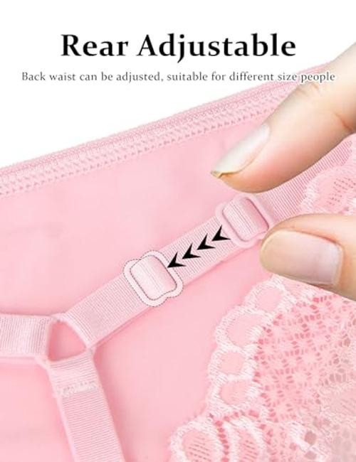 Women’s Sexy Thong Panties Lace Tangas Plus 3X-Large-4X-Large Style 3 Pink