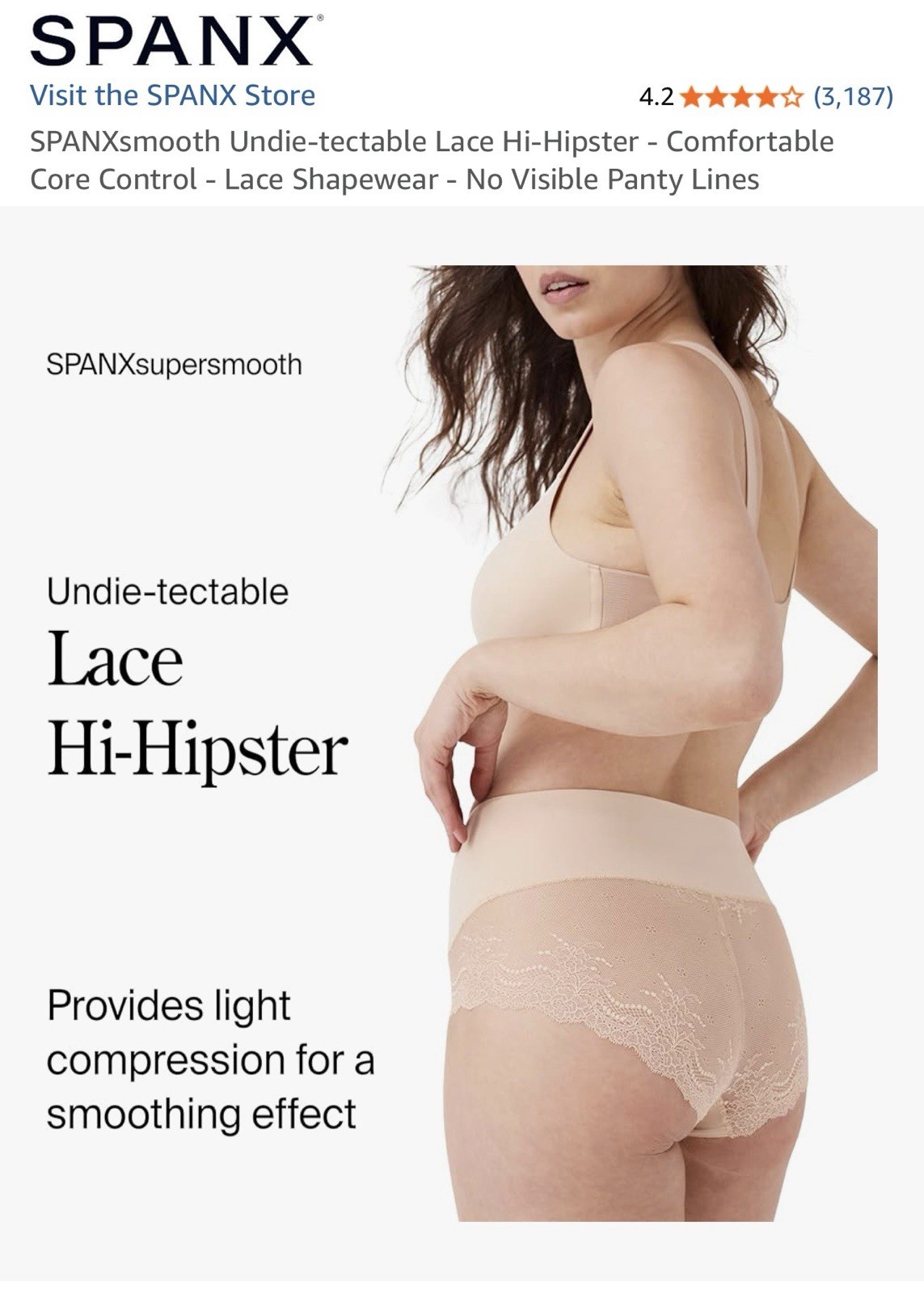 SPANX X-Large Soft Nude Undie-tectable Lace Hi-Hipster Panty