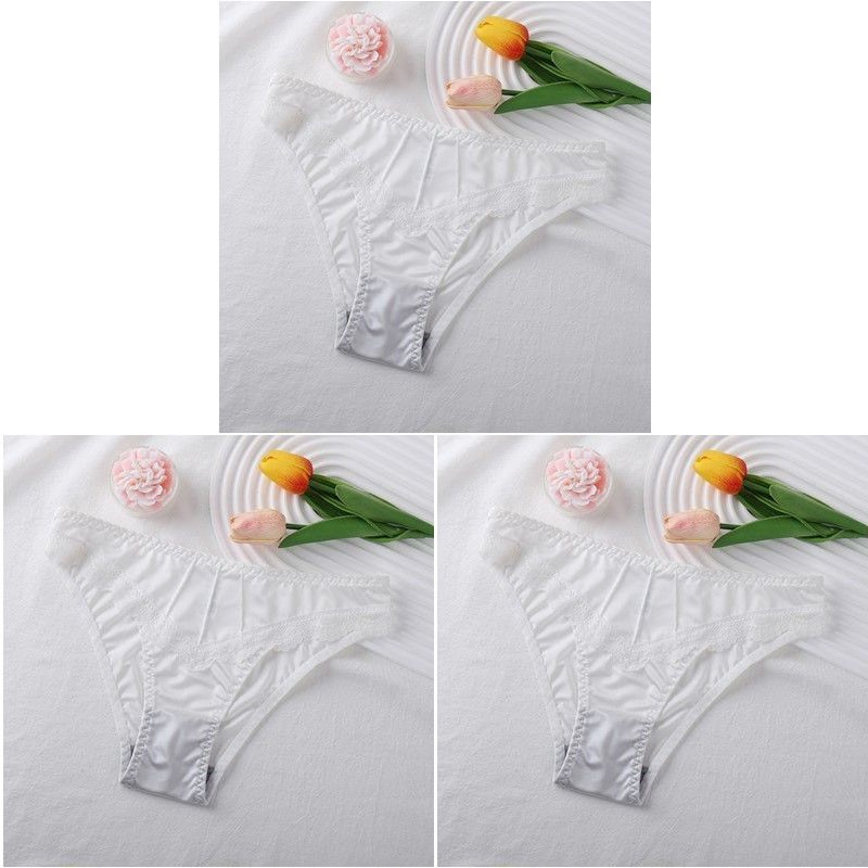 3 Pack Low Rise Seamless Bikini Panties – Lace Trim Cotton Gusset Sexy Underwear