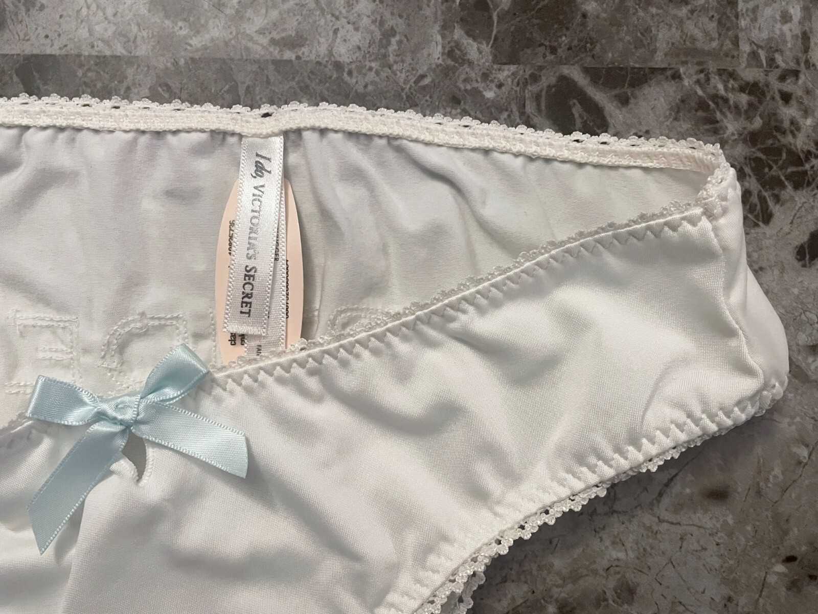 VICTORIA’S SECRET S WHITE SMOOTH SILVER SEQUIN SEXY LITTLE BRIDE RARE PANTIES