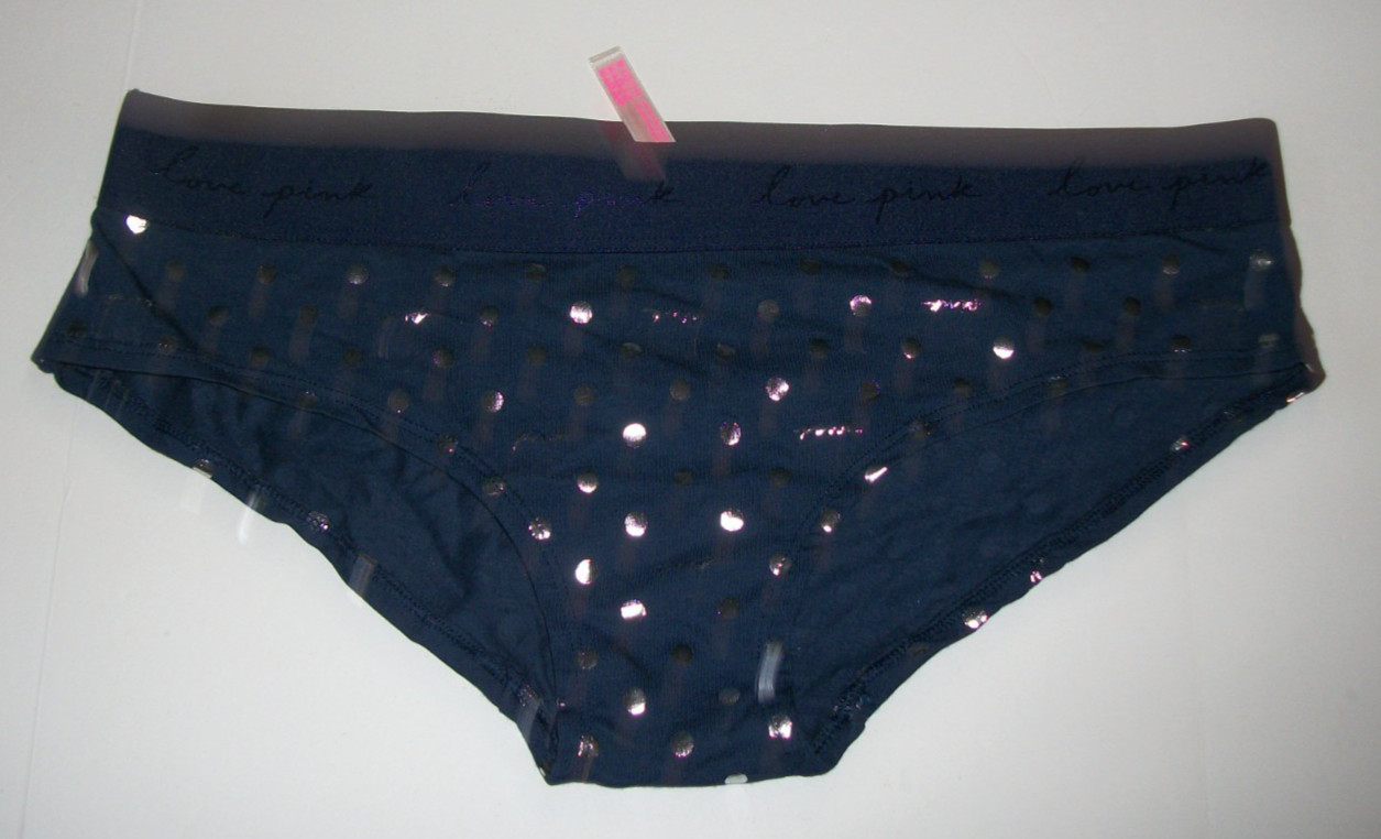 Victoria’s Secret PINK Navy Blue Polka Dot XL Hipster Panties New NWT