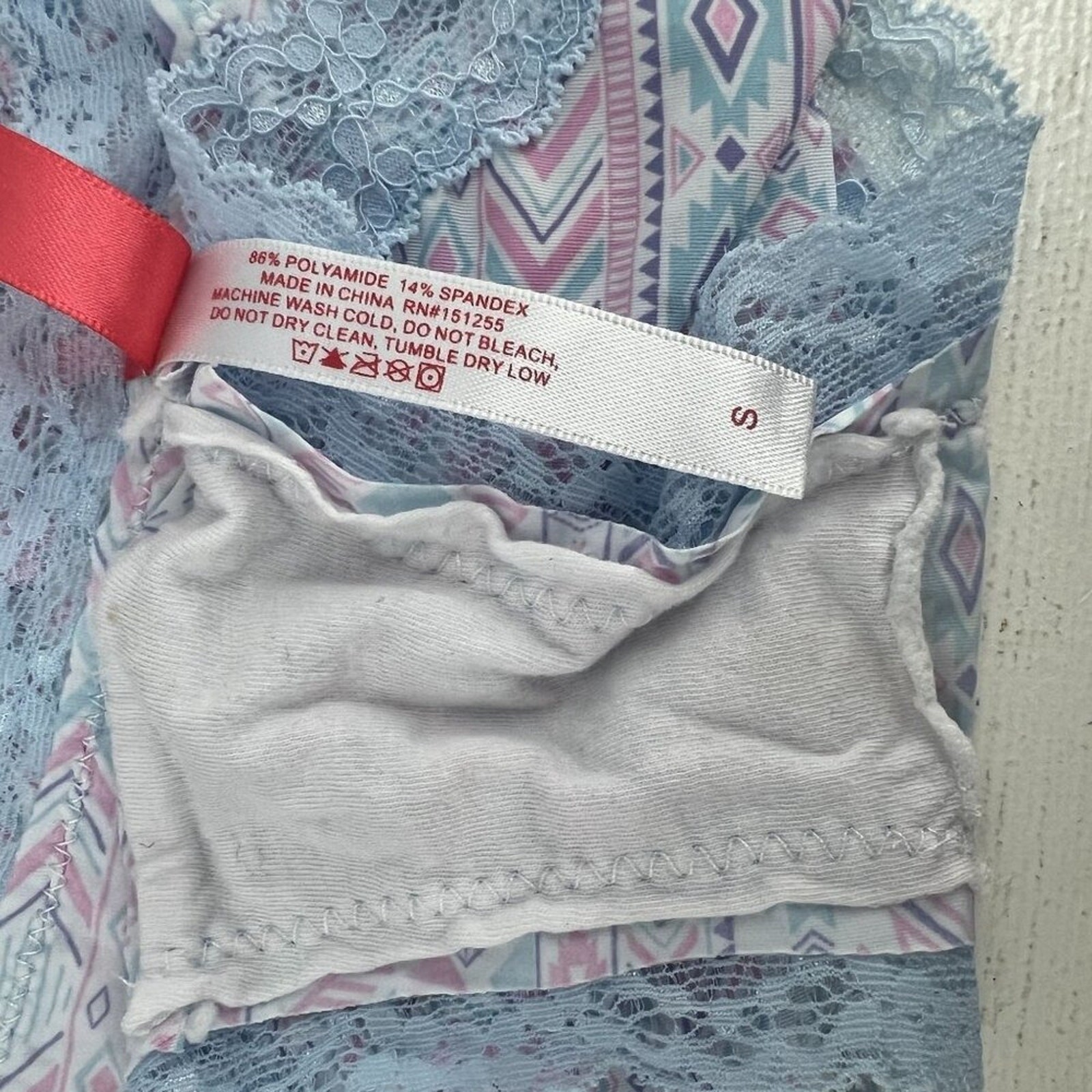 Splendies Pastel Aztec Print Lace Trim Panty Womens Size Small