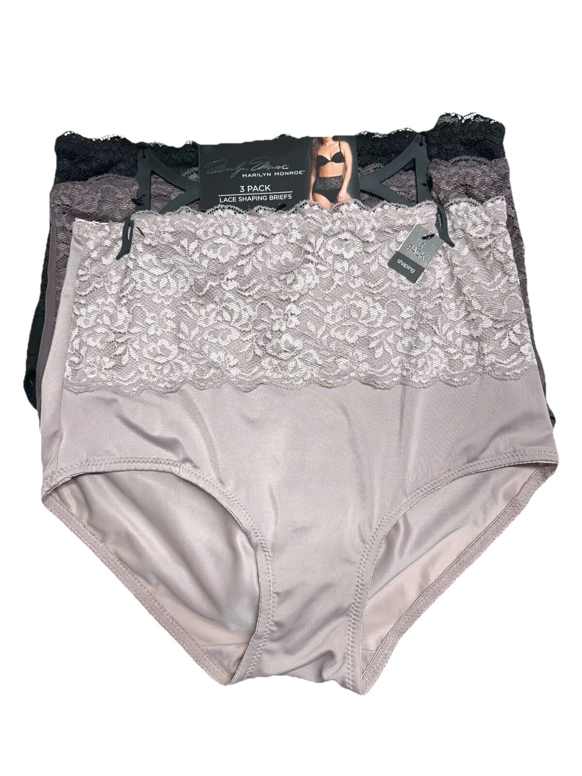 Marilyn Monroe 3pc MM7305 Lace Shaping Briefs~2X~Double Layer~ Tummy Panel $42