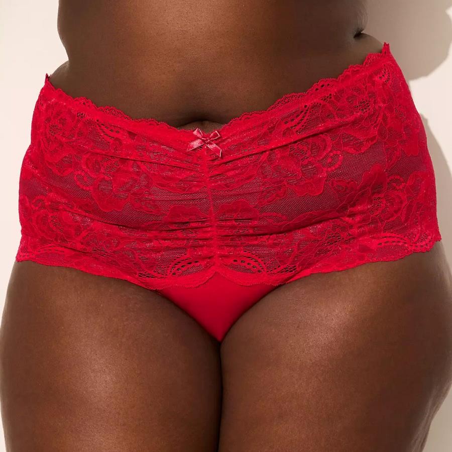 Lane Bryant Cacique Lace Wide-Side Thong 10/12 *Lychee Red* NWT!