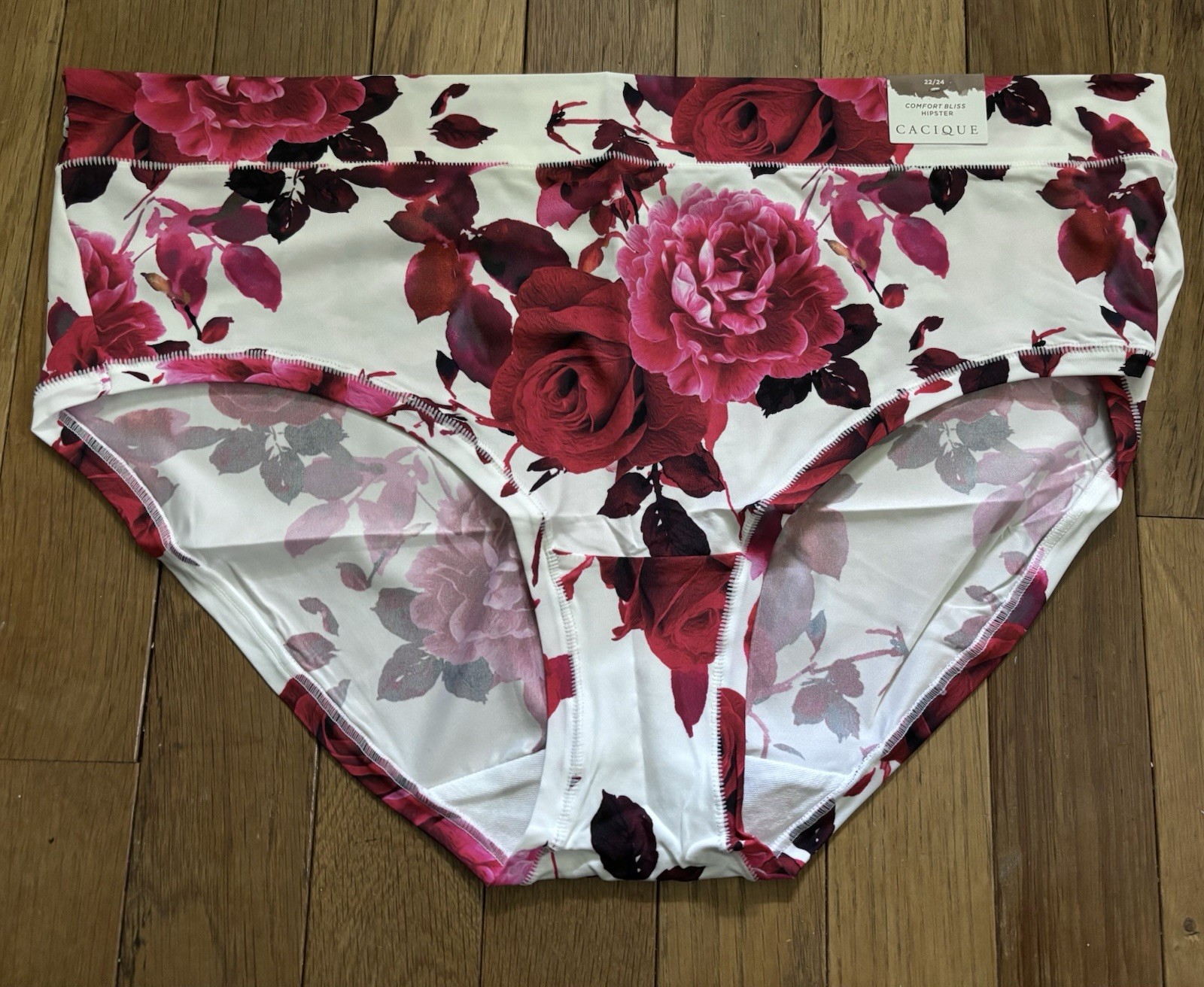 Plus Size 22/24 Lane Bryant Cacique Comfort Bliss Hipster White Pink Red Rose