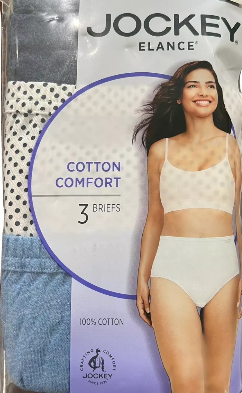 Women 5 S Jockey 3-Pack Briefs (Sea Blue Dot) 100% Cotton Comfort Classic Elance