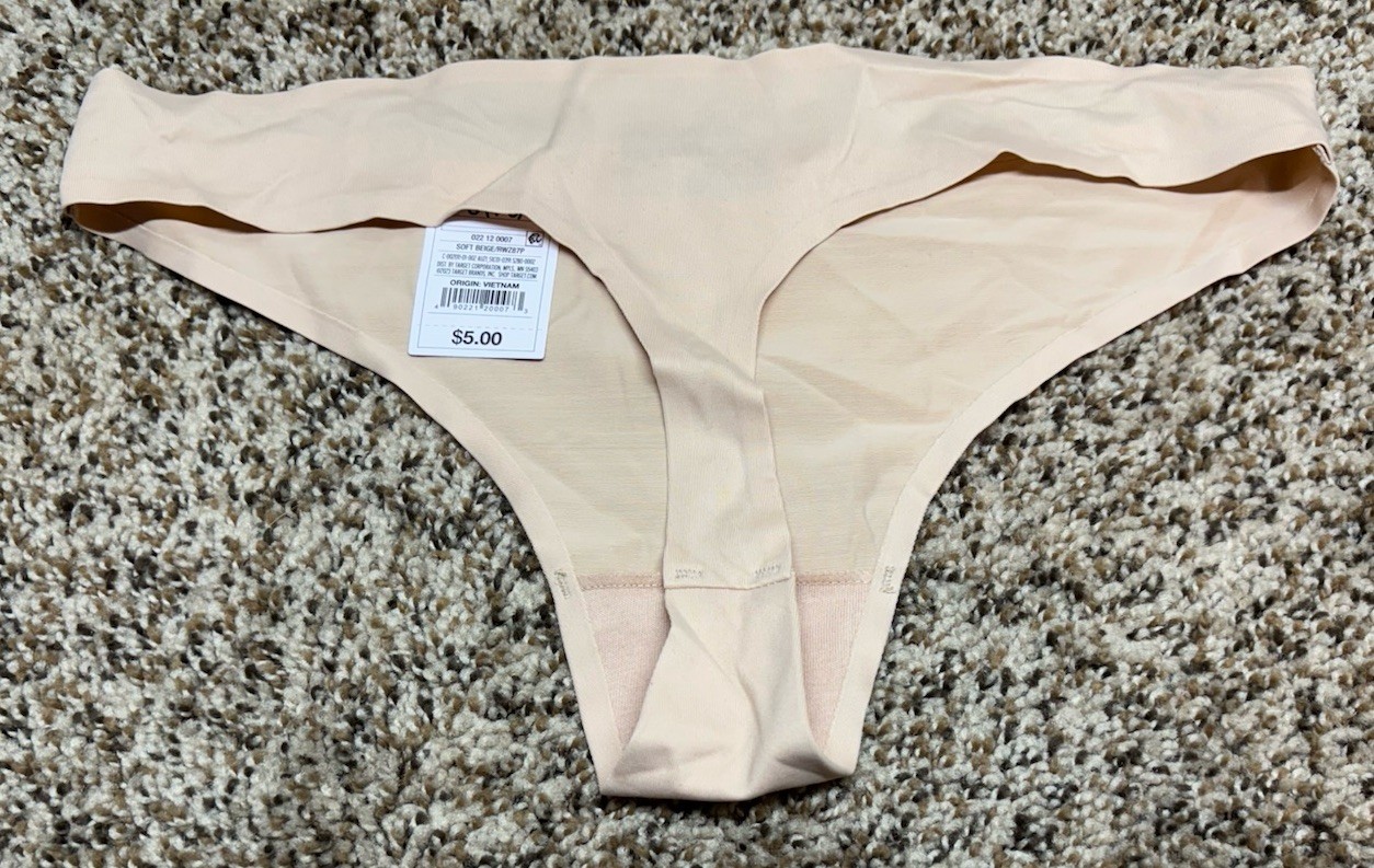 Auden Soft Beige Bonded Edge Thong. Size: S (4-6).