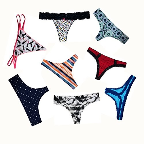 Varieties of Women Thong Pack Lacy Tanga G-string Bikini Medium 10 Pcs