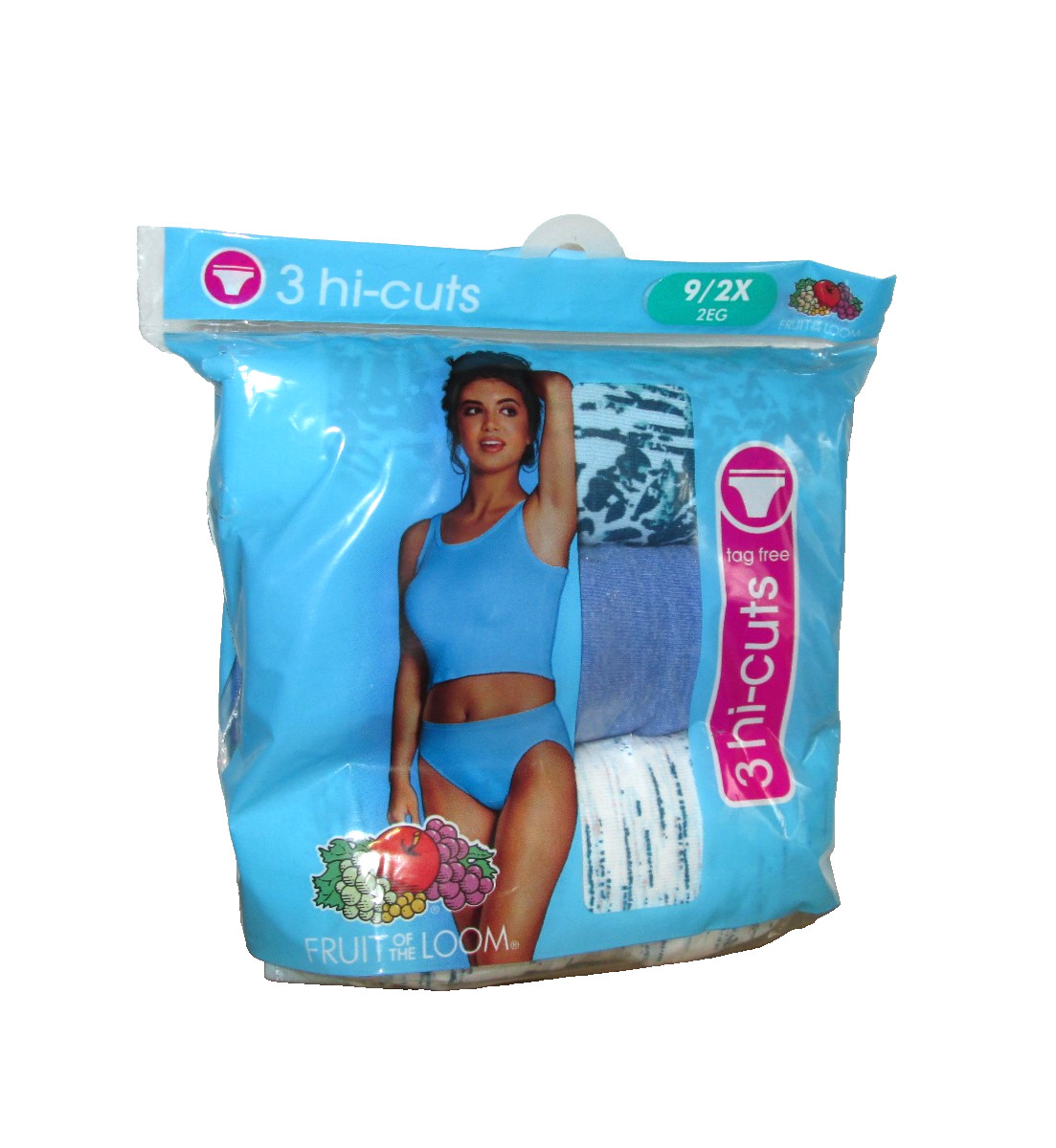 New Women’s Fruit Of The Loom 3 Pack Tag Free Hi-Cut Cotton Panties 9/2X