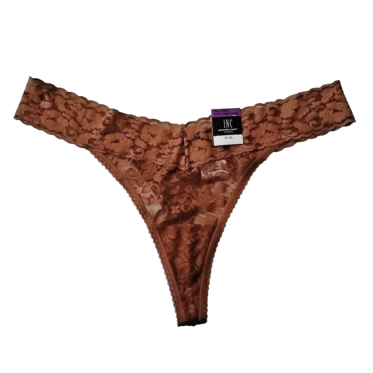 NWT INC Thong Brown Floral Lace SIZE 2XL