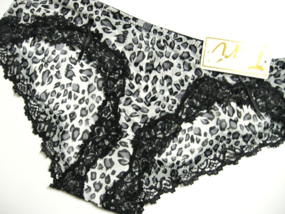 A0135 Teri Intimate Animal Prints Lace Leg Openings Stretch Mesh Bikini S M L XL