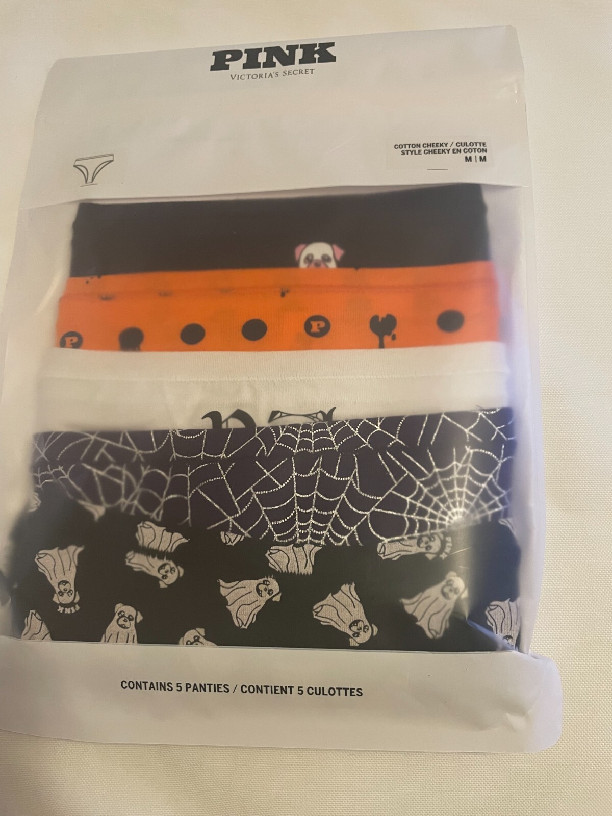 Victoria Secret PINK 5 pack Cheeky Panties Womens XS S M L XXL Cotton Halloween
