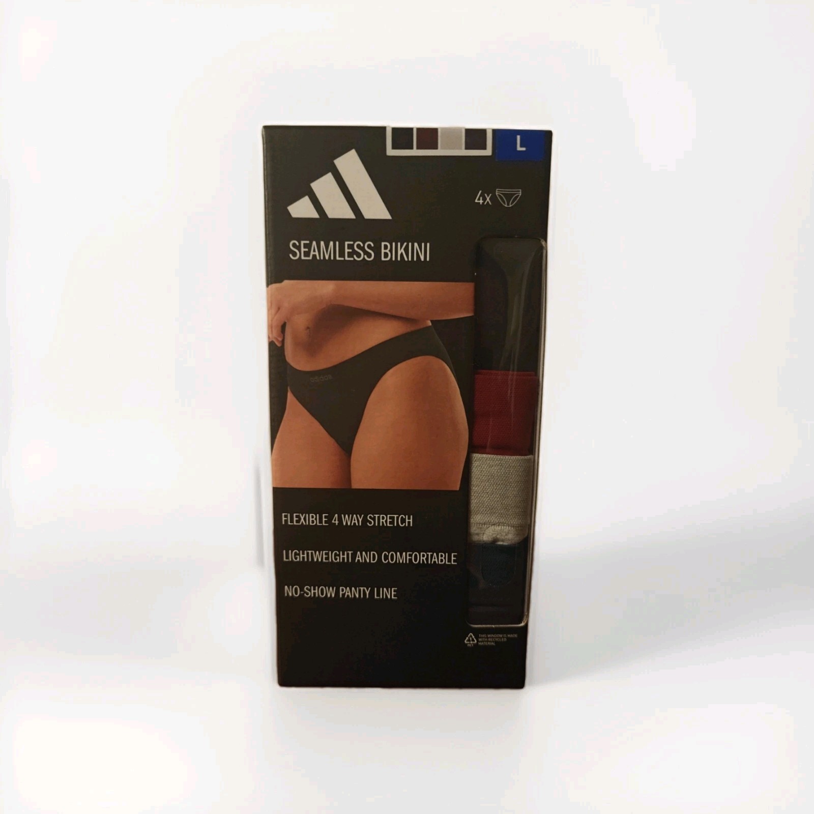 Adidas Underwear Women’s Large Black Bikini 4 Pack Seamless Stretch Comfortable