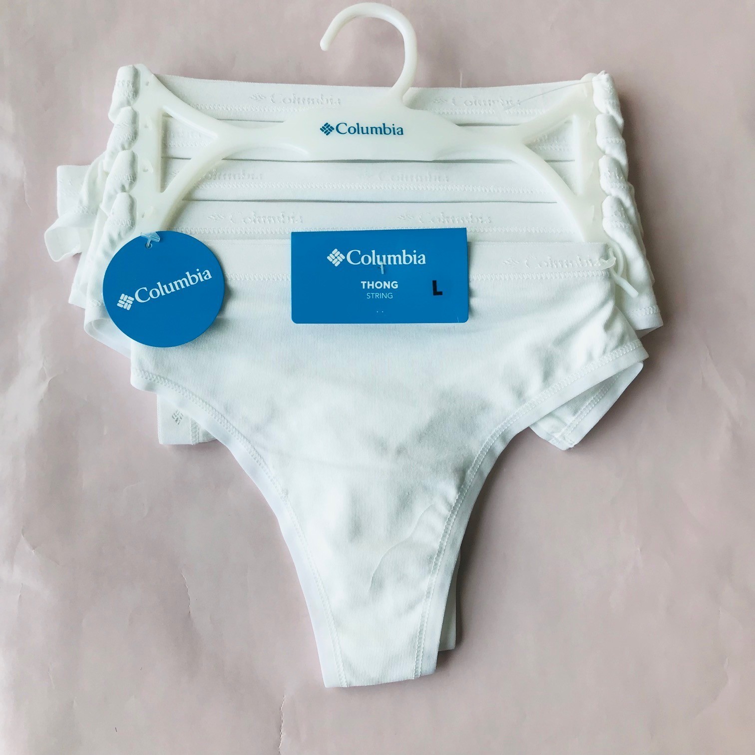 Columbia Women’s Thongs Cotton Underwear 93% Cotton Set of 5 Sz : L