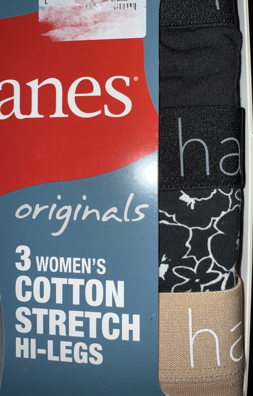 Hanes Ultimate 3-Pair Womens Hi-Legs Underwear Panties Cotton Originals ~ L