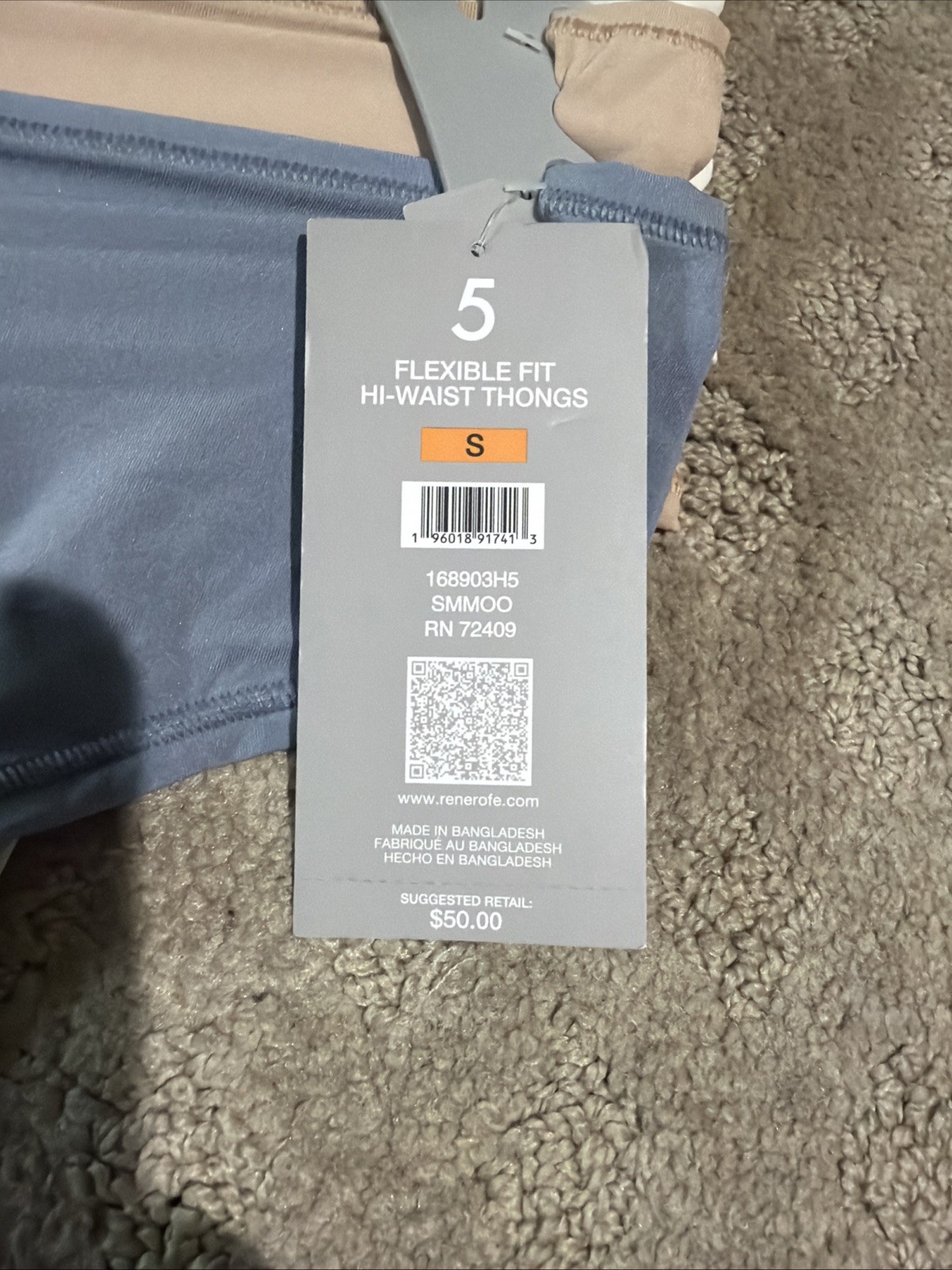 Essentials By Rene Rofe 5pk Flexible Fit Hi-Waist Thongs. Sz. S. NWT!