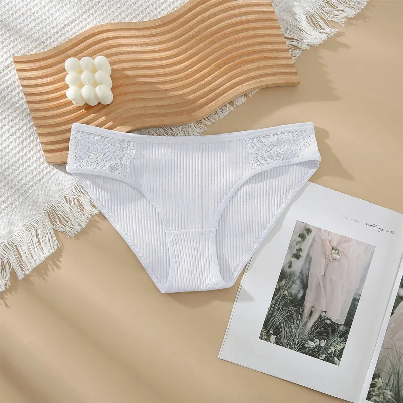 3pc Cotton Panties Women Solid Color Triangle Pants Soft Breathable Underwear